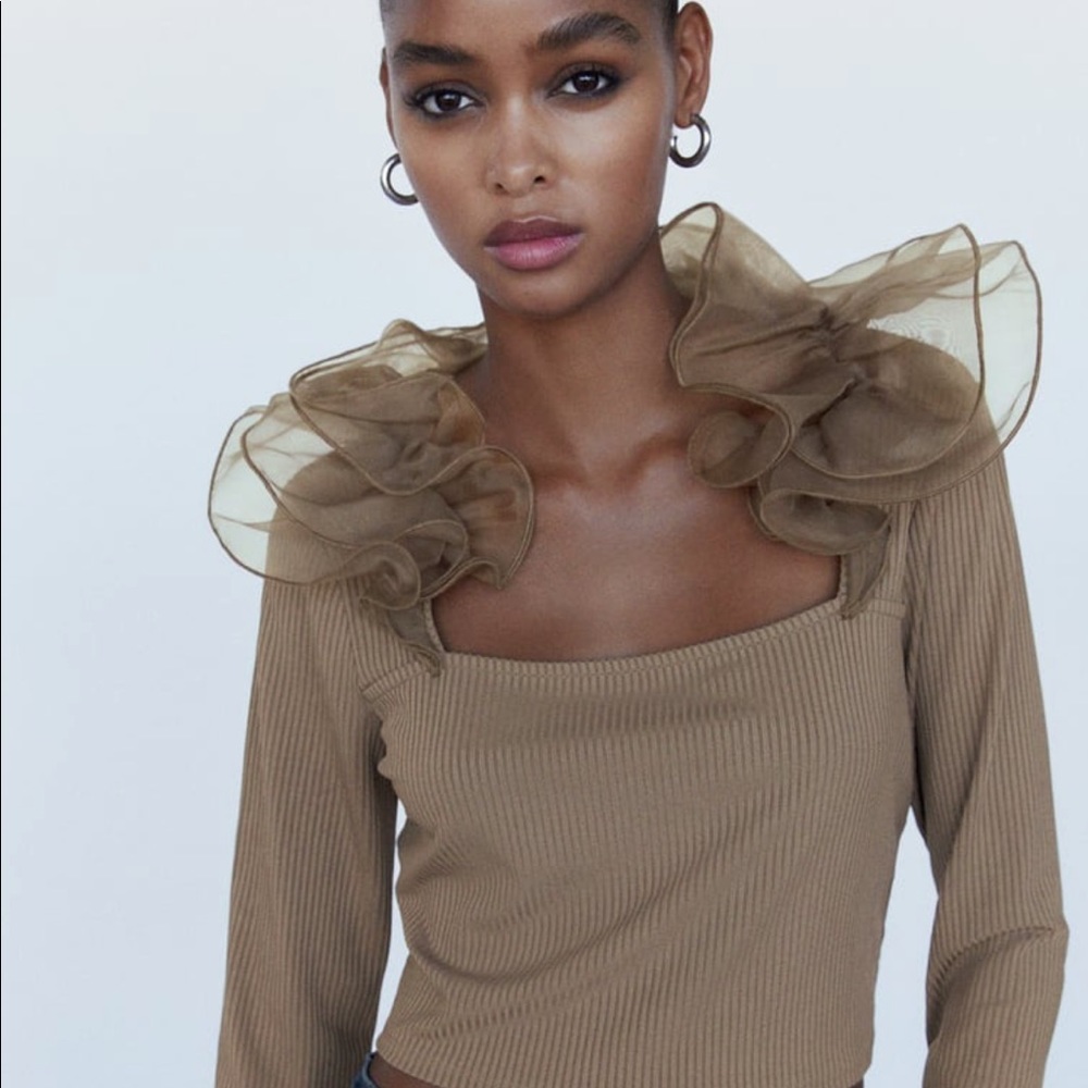 Zara Ruffle Organza Top NWT - Picture 2 of 10